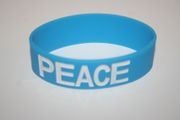 PEACE BLUE EXTRA WIDE 1" SILICONE TEXT BAND BRACELET WRISTBAND .. NEW