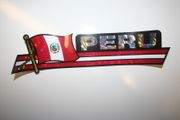 PERU COUNTRY FLAG LONG METALIC CAR AUTOMOBILE BUMPER STICKER DECAL EMBLEM .. NEW