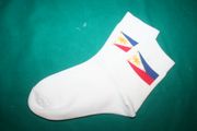 PHILIPPINES COUNTRY FLAG PAIR OF WHITE HIGH QUALITY DRESS SOCKS .. 2 SIZES AVAILABLE .. MEN'S & WOMEN'S ... NEW IN PACKAGE
