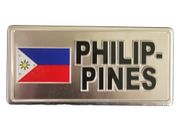 PHILIPPINES COUNTRY FLAG SILVER METAL LICENSE PLATE STICKER DECAL .. NEW