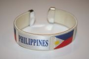 PHILIPPINES WHITE SUPER THICK COUNTRY FLAG FLEXIBLE BRACELET WRISTBAND .. NEW