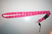 PINK CHERRY LANYARD KEYCHAIN PASSHOLDER TICKET HOLDER .. NEW