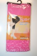 PINK FOOTLESS CAPRI TIGHTS WITH LACE BOTTOM  BY ANGELINA .... 100-175 LBS ... NEW