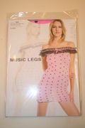 PINK WITH BLACK POLKA DOTS OFF SHOULDER DRESS WITH RUFFLES LACE TRIM...100-175 LBS ... NEW IN PACKAGE