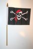 PIRATE SKULL AND CROSS BONES WITH RED BANDANA 4" X6 6" SMALL STICK FLAG WITH 10" POLE .. NEW PIRATE SKULL AND CROSS BONES WITH RED BANDANA 4" X6 6" SMALL STICK FLAG WITH 10" POLE .. NEW