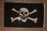 PIRATE SKULL AND CROSS BONES WITH RED EYES 3' X 5' FLAG ... NEW