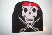 PIRATE SKULL AND CROSS SWORDS BLACK HAT CAP TOQUE TOUQUE .. NEW