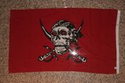PIRATE SKULL AND CROSS SWORDS RED 3' X 5' FLAG ... NEW