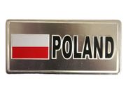 POLAND COUNTRY FLAG SMALL SILVER METAL LICENSE PLATE STICKER DECAL EMBLEM   FIFA WORLD CUP .. NEW