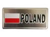 POLAND COUNTRY FLAG SMALL SILVER METAL LICENSE PLATE STICKER DECAL EMBLEM   FIFA WORLD CUP .. NEW