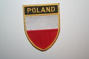 POLAND OVAL COUNTRY FLAG IRON ON SHIELD PATCH CREST BADGE .. POLSKA .. NEW