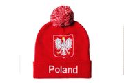 POLAND RED WITH EAGLE  TOQUE HAT WITH POM POM