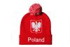 POLAND RED WITH EAGLE  TOQUE HAT WITH POM POM