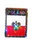 POLAND SQUARE COUNTRY FLAG METALLIC BUMPER STICKER DECAL .. SIZE 3" X 4" INCHES .. NEW