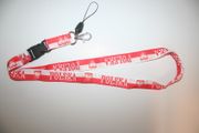 POLSKA RED & WHITE STRIPED LANYARD KEYCHAIN  ... POLAND .. NEW
