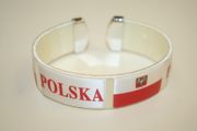 POLSKA WHITE SUPER THICK COUNTRY FLAG FLEXIBLE BRACELET WRISTBAND ... POLAND .. NEW