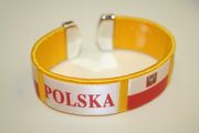 POLSKA YELLOW SUPER THICK COUNTRY FLAG FLEXIBLE BRACELET WRISTBAND .. POLAND .. NEW