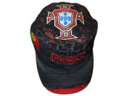 PORTUGAL BLACK FPF LOGO WEAR-LOOK MILITARY STYLE ACID WASHED HAT CAP .. FIFA SOCCER WORLD CUP .. NEW