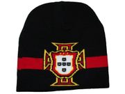 PORTUGAL BLACK WITH RED STRIPE FPF LOGO TOQUE HAT CAP .. FIFA SOCCER WORLD CUP .. NEW