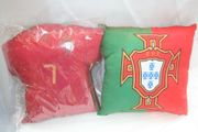PORTUGAL FIFA WORLD CUP SOCCER FOOTBALL PILLOWS ... 1 SQUARE PILLOW AND 1  RONALDO JERSEY PILLOW .. NEW