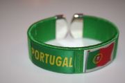 PORTUGAL GREEN COUNTRY FLAG FLEXIBLE METAL NYLON SUPER THICK BRACELET ... NEW