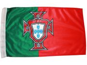 PORTUGAL GREEN RED 12" X 18" INCHES FPF LOGO HIGH QUALITY FLAG WITH SLEAVE WITHOUT STICK .. FIFA SOCCER WORLD CUP .. NEW