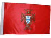 PORTUGAL RED 12" X 18" INCHES FPF LOGO HIGH QUALITY FLAG WITH SLEAVE WITHOUT STICK .. FIFA SOCCER WORLD CUP .. NEW