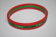PORTUGAL RED AND GREEN LAYERED SILICONE BRACELET WRISTBAND ... NEW