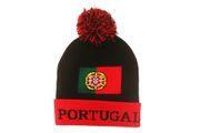 PORTUGAL RED BLACK COUNTRY FLAG TOQUE HAT WITH POM POM