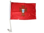 PORTUGAL RED FPF LOGO 12" X 18" INCHES HEAVY DUTY FLAG WITH STICK .. FIFA SOCCER WORLD CUP .. NEW