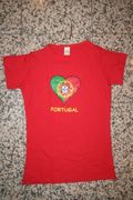 PORTUGAL RED WOMEN'S LADIES T-SHIRT TOP WITH COUNTRY FLAG HEART .... SIZE ADULT SMALL & MEDIUM ONLY .. NEW