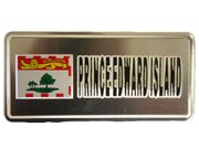 PRINCE EDWARD ISLAND COUNTRY FLAG SILVER SMALL METALLIC LICENSE PLATE DECAL STICKER EMBLEM ...