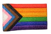 PROGRESS PRIDE FLAG IRON-ON EMBROIDERED PATCH CREST BADGE .. SIZE : 1.5" x 2.5" INCH