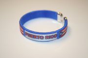 PUERTO RICO BLUE COUNTRY FLAG FLEXIBLE METAL NYLON BRACELET .. NEW