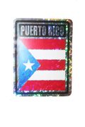 PUERTO RICO SQUARE COUNTRY FLAG METALLIC BUMPER STICKER DECAL .. SIZE 3" X 4" INCHES .. NEW