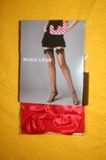 RED FISHNET THIGH HIGH NYLON STOCKINGS WITH RED BOW BY MUSIC LEGS 100-175 LBS...NEW
