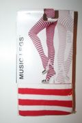 RED & WHITE HORIZONTAL STRIPED OPAQUE TIGHTS  100-175 LBS .. NEW IN PACKAGE