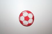 RED & WHITE SOCCER BALL FOOTBALL IRON ON EMBROIDERED PATCH CREST BADGE .. NEW