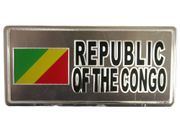 REPUBLIC OF THE CONGO COUNTRY FLAG SILVER SMALL METALLIC LICENSE PLATE DECAL STICKER EMBLEM ...
