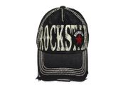 ROCKSTAR BLACK Stone - Washed WORN Look Original Vintage HAT CAP ..Size : ONE SIZE
