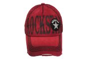 ROCKSTAR BURGUNDY Stone - Washed WORN Look Original Vintage HAT CAP ..Size : ONE SIZE