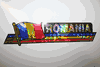 ROMANIA COUNTRY FLAG LONG METALIC CAR METALIC BUMPER STICKER DECAL EMBLEM ..NEW