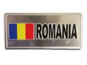 ROMANIA COUNTRY FLAG SILVER LICENSE PLATE STICKER ... NEW