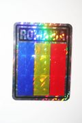 ROMANIA SQUARE COUNTRY FLAG METALLIC BUMPER STICKER DECAL .. SIZE 3" X 4" INCHES .. NEW