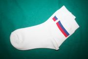 RUSSIA COUNTRY FLAG PAIR OF WHITE HIGH QUALITY DRESS SOCKS .. 2 SIZES AVAILABLE .. MEN'S & WOMEN'S .. NEW