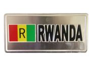 RWANDA COUNTRY FLAG SMALL SILVER METAL LICENSE PLATE STICKER DECAL EMBLEM . NEW