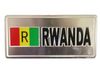 RWANDA COUNTRY FLAG SMALL SILVER METAL LICENSE PLATE STICKER DECAL EMBLEM . NEW