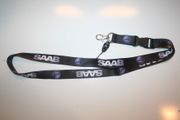 SAAB BLACK HIGH QUALITY CAR LANYARD KEYCHAIN PASSHOLDER .. NEW