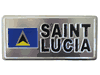 SAINT LUCIA COUNTRY FLAG SMALL SILVER METAL LICENSE PLATE STICKER DECAL EMBLEM . NEW