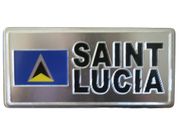 SAINT LUCIA COUNTRY FLAG SMALL SILVER METAL LICENSE PLATE STICKER DECAL EMBLEM . NEW